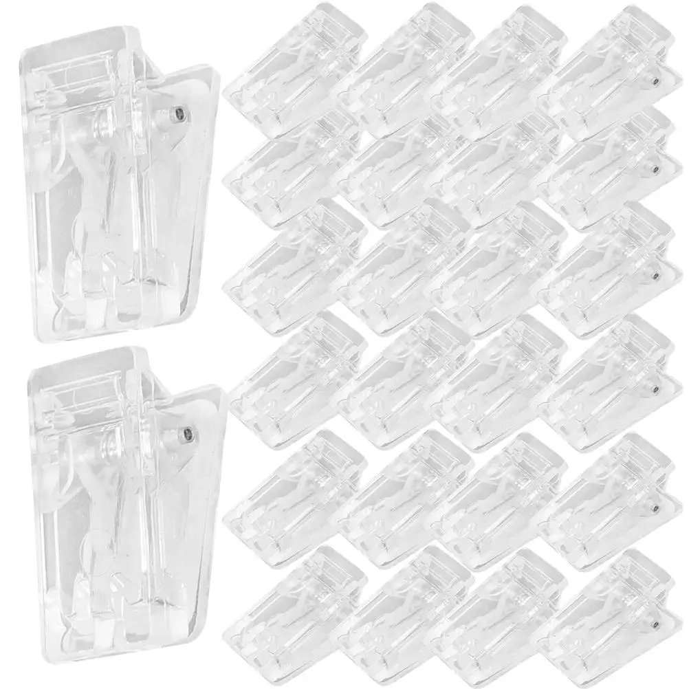 50pcs Self Spring Clips Clear Plastic Id Cards Clip Badge Holders ID Card Clip Wall Photo Paper Clips Spring Designed