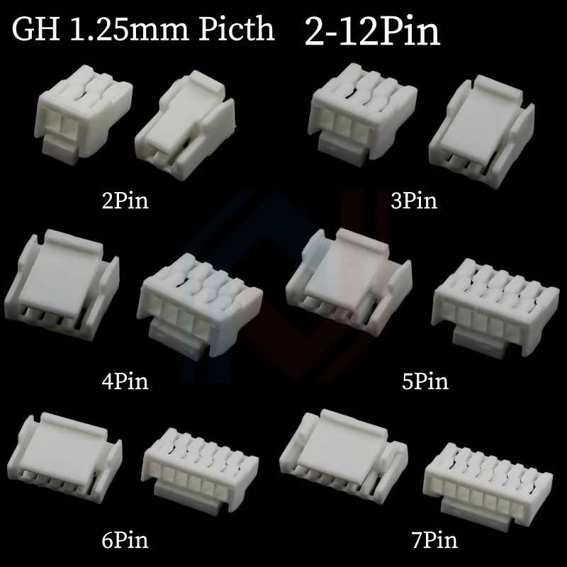 

100pcs/Lot Gh1.25 2/3/4/5/6/7/8/10P Rubber Housing 1.25mm Pitch with Lock Catch Connector Joint Terminal connector