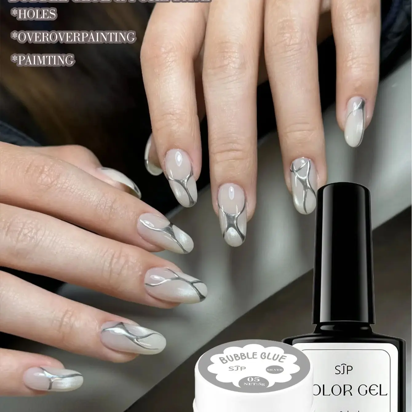 

Набор из 2 предметов для полигелевых ногтей, гель для ногтей Poke Gel Poke с гелем Poke Base, насыщенная цветная покраска, растирающий материал для ногтей, клей с басом