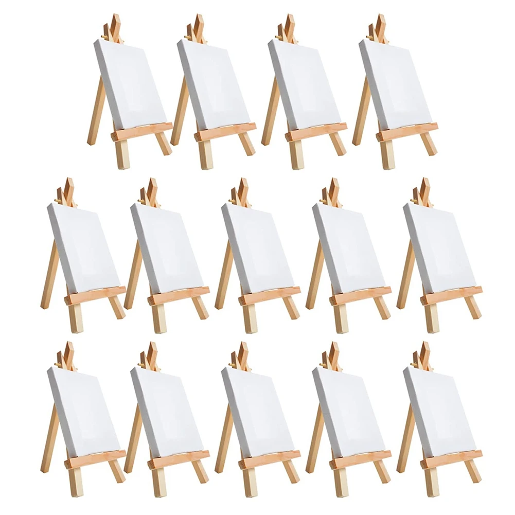 

14Pcs Mini Canvas and Easel Brush Set, Canvas 4X4 Inch, Pre-Stretched Canvas, Mini Painting Kit, Kids Painting Party