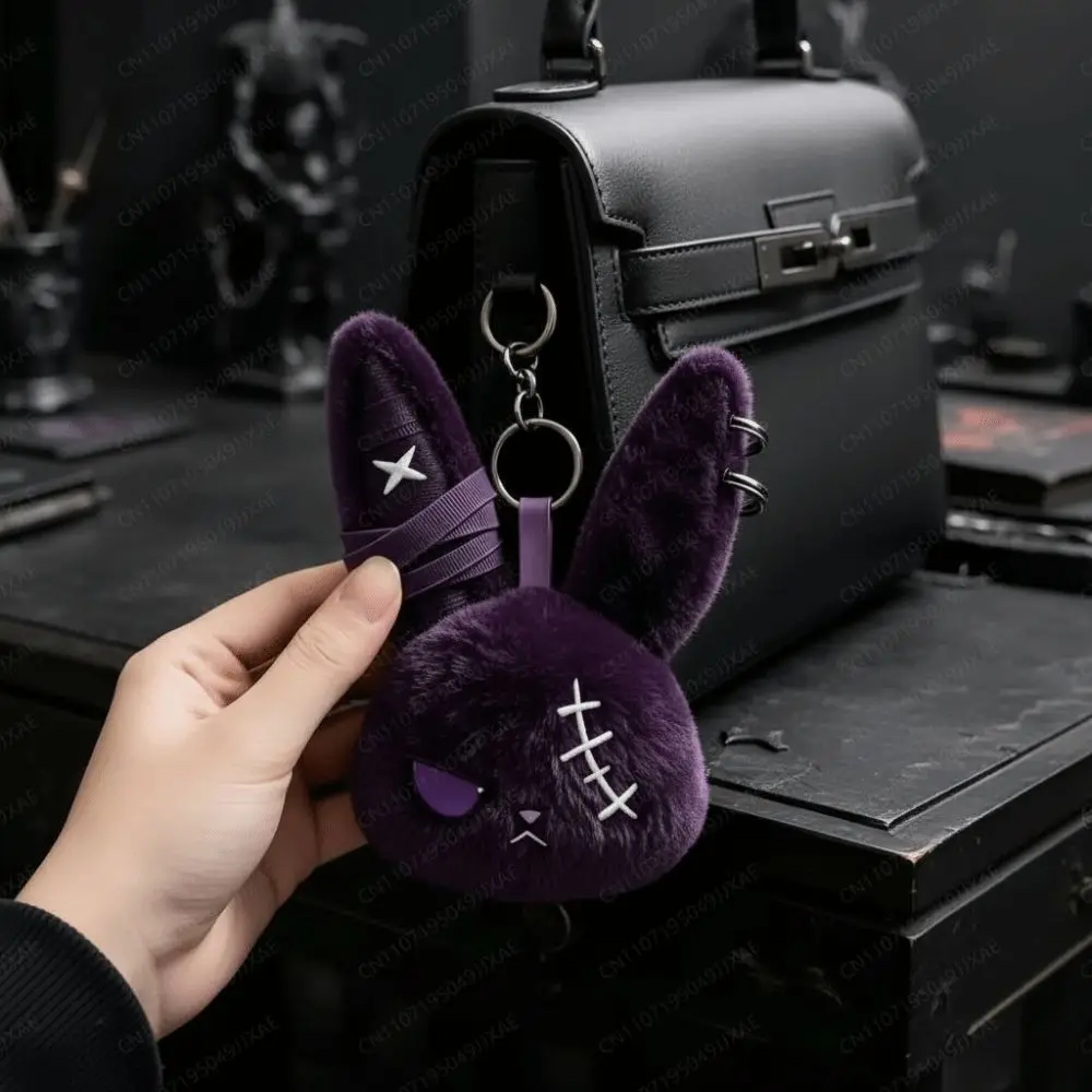 Cute Dark Bunny Embroidered Cute Design Rabbit Bag Charm Skin Friendly Gothic Style Rabbit Pendant Friends Gift