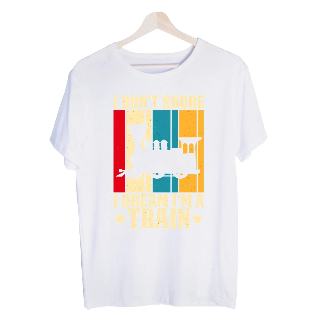 Men's Train Graphic Tee, Short Sleeve Crew Neck T-Shirt with Vintage Slogan Print for Casual Daily Wear