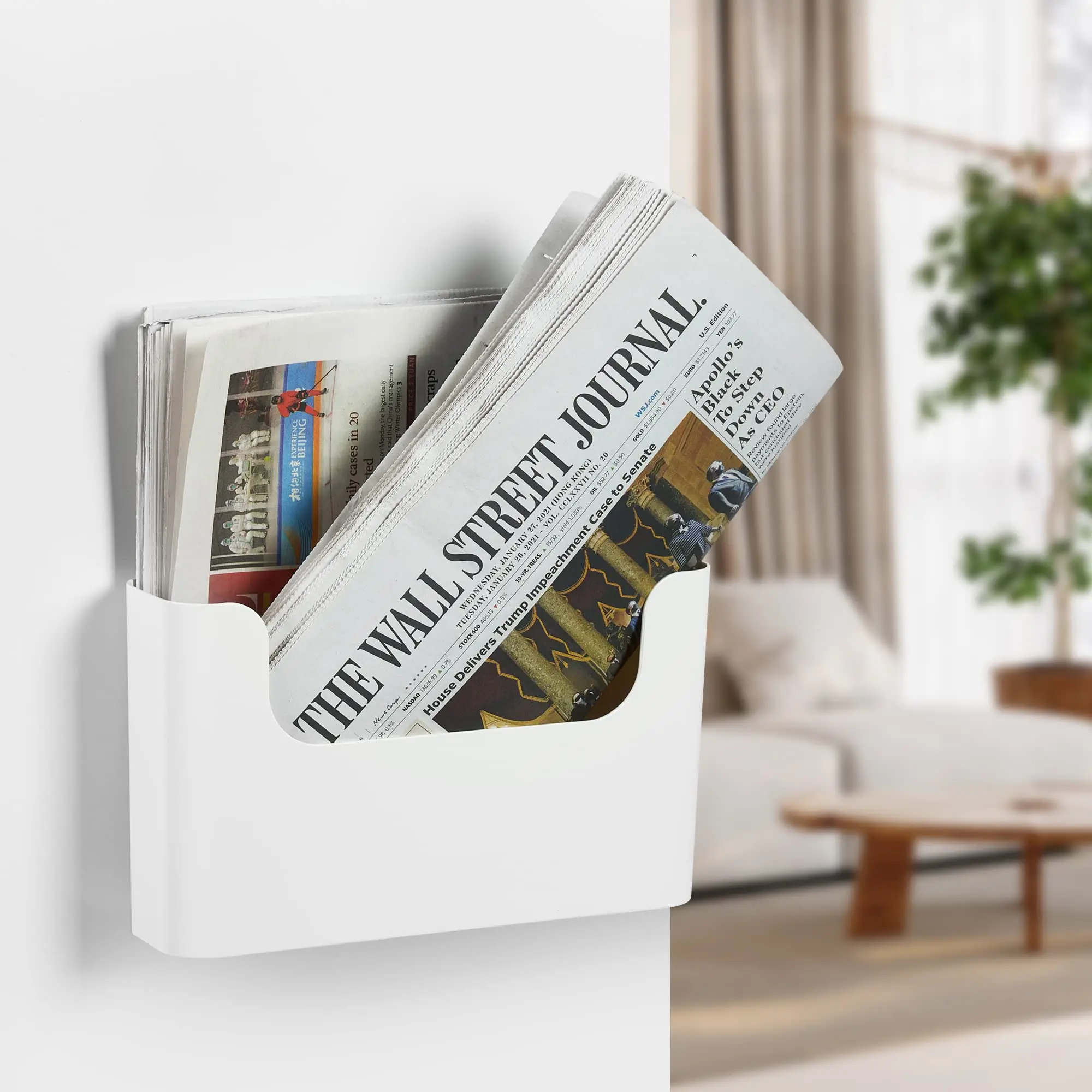 Wall Mounted Storage Rack Newspaper Magazine Book Organizer Basket Bathroom Kitchen Toiletries Seasoning Trashbag Storage Basket