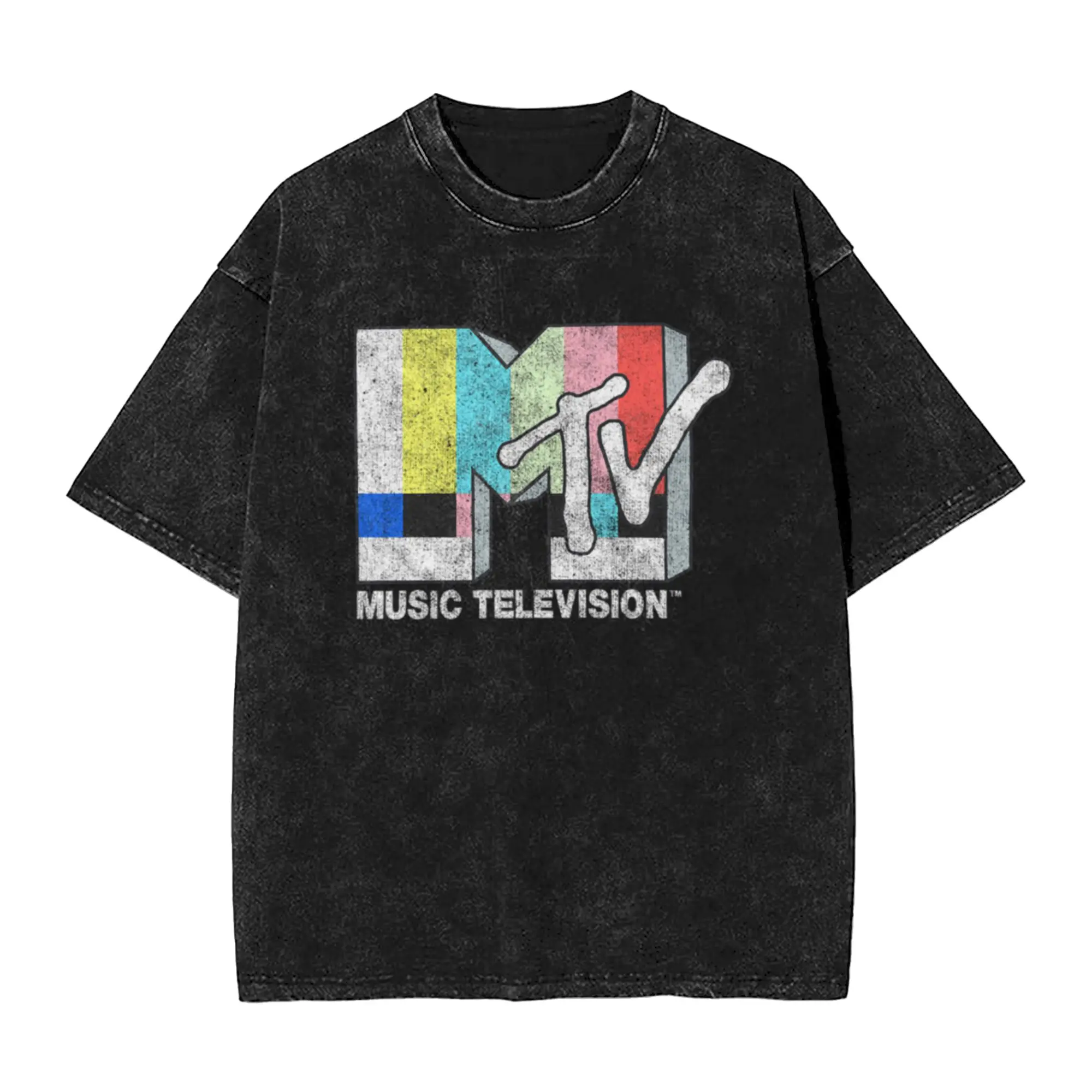 MTV Vintage TV Signal End Logo  Unique Chic A T-Shirt Oversized Short Sleeve Men's Women's Cotton Tees Tops