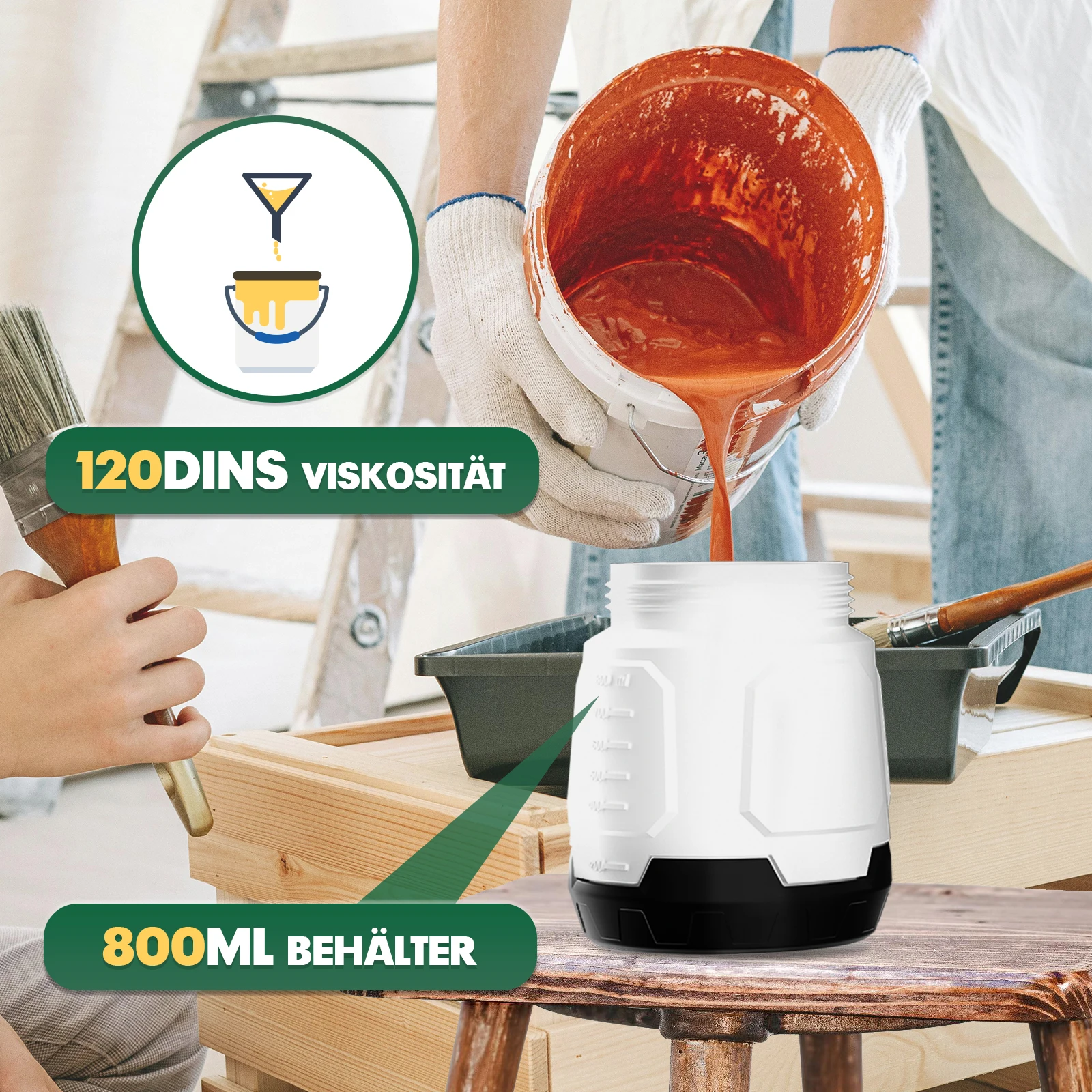 Cordless Paint Sprayer for Bosch Professional 18V Battery with 3 Spray Patterns for Painting Ceiling Fence(Tool Only)