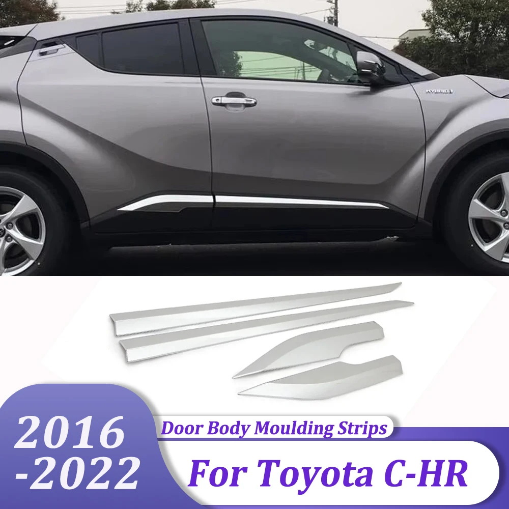 

Side Door Body Moulding Line Strips Cover Trim Chrome Car Exterior Accessories For Toyota CHR C-HR 2016 2017 2018 2019-2022
