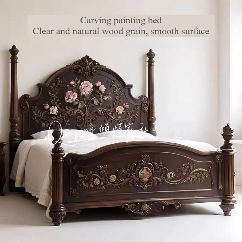 

Aesthetic Headboard Double Bed Full Wooden Couples Queen Size High Double Beds Clearance Bedroom Loft Japanese Home Furniture