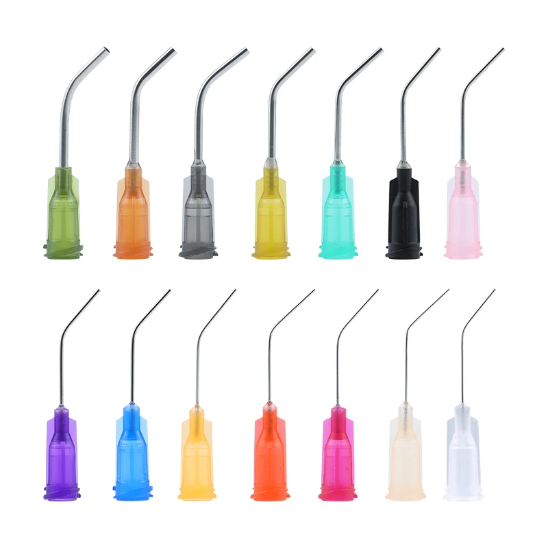 30pcs Ujung Dispenser Bengkok 14G-27G Ujung Tumpul Industri dengan Luer Lock Jarum Lem 1 Inci untuk Mengisi E-liquid, Tinta dan Jarum Suntik