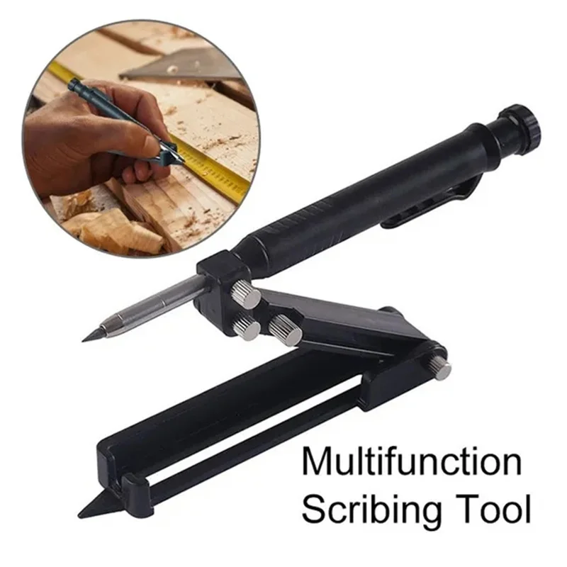 Multifunction Scribing Tool Aluminum Alloy Scribe Tool With Deep Hole Pencil DIY Woodworking Scribe Gauge Contour Measuring Tool