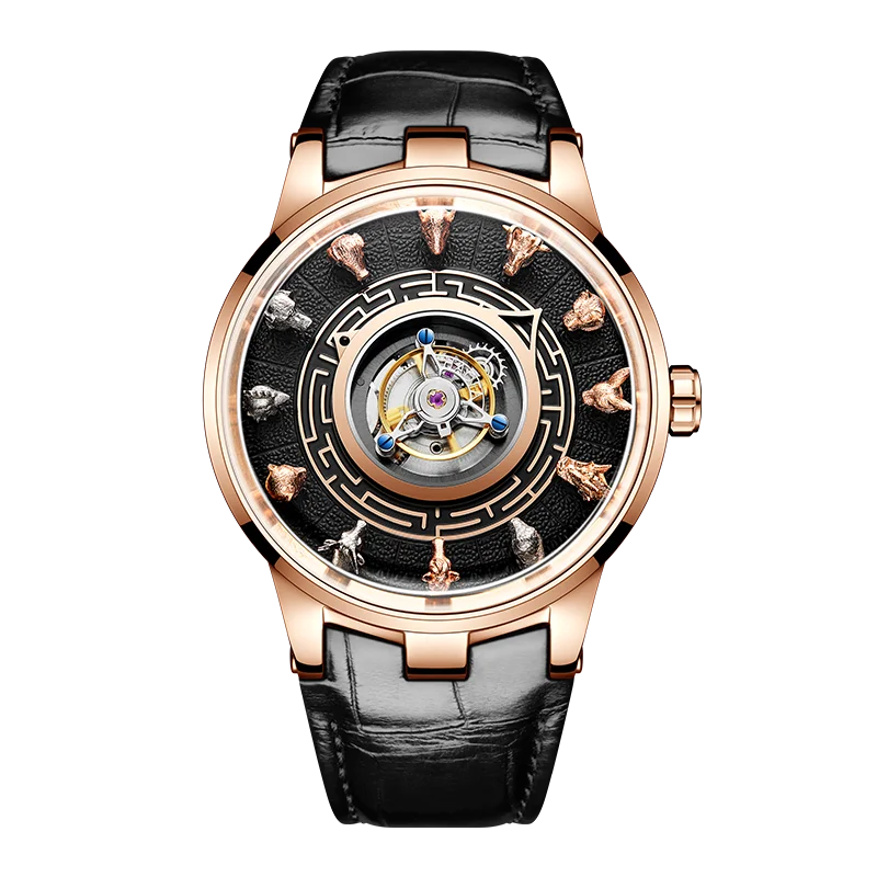 Haofa 3D Chinese zodiac Animal Sculpture Center Tourbillon Manual Mechanical Watch Sapphire Waterproof Limited Watch For Men2000