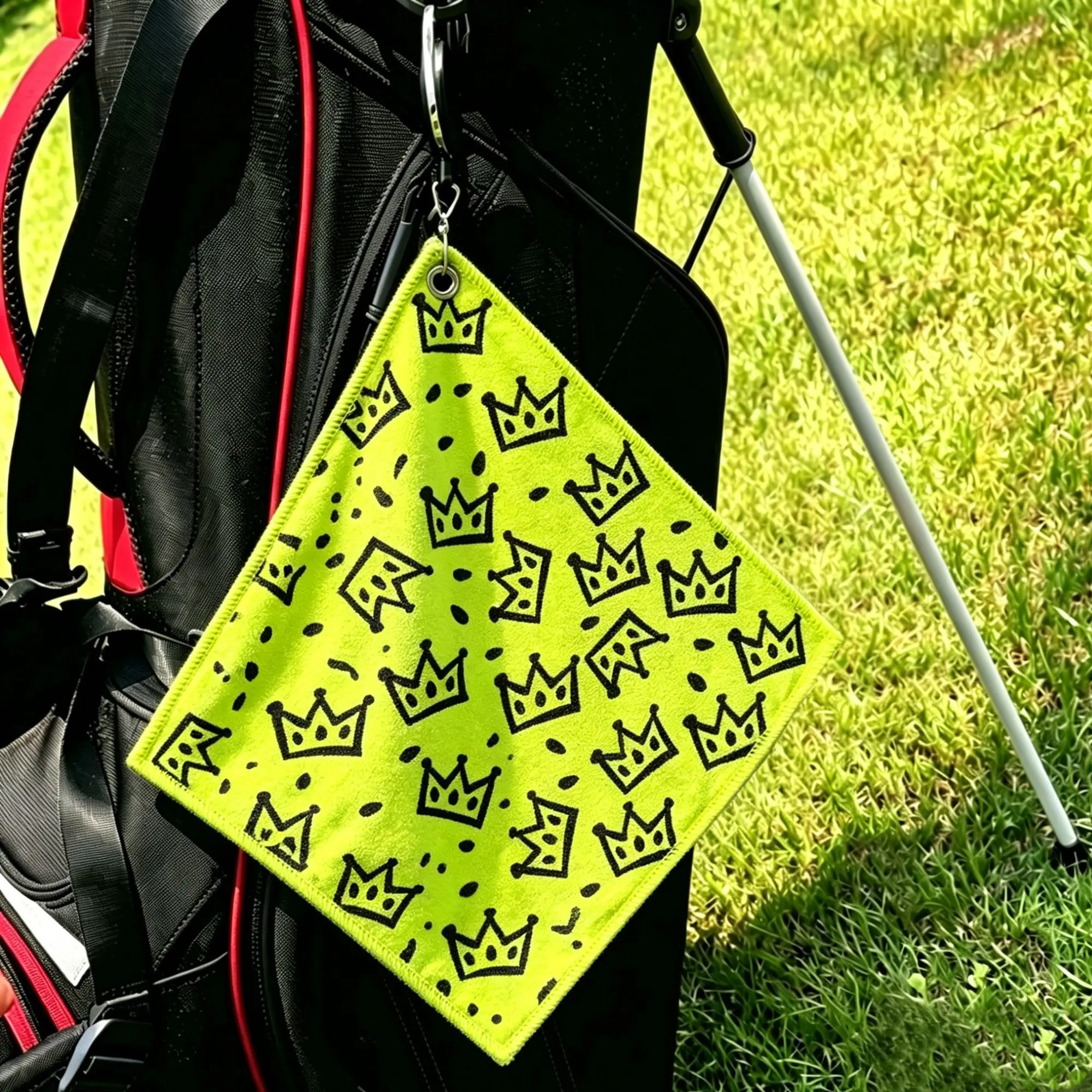 High-Quality Golf Towel, Stylish And Unique, Double-Layered And Durable, with a Retractable Hook, Quick-Drying, Super Absorbent