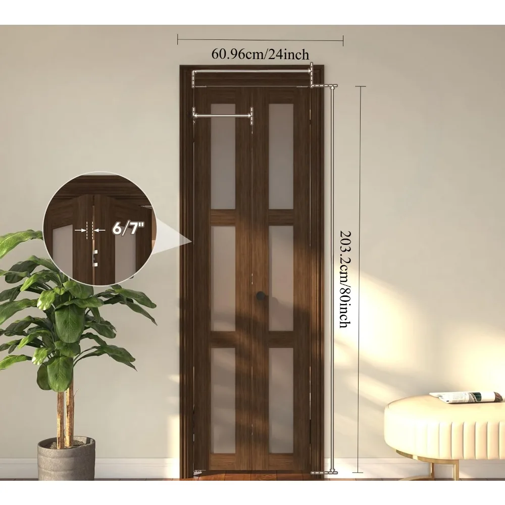 Tweevoudige kastdeur, tweevoudige binnendeuren met hardware inbegrepen, deur van gehard matglas voor slaapkamer, woonkamer