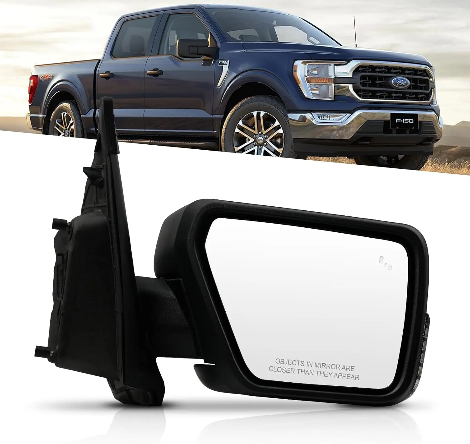 Power Heated Passenger Side Mirror with Blind Spot Detection for Ford F150 Puddle Light