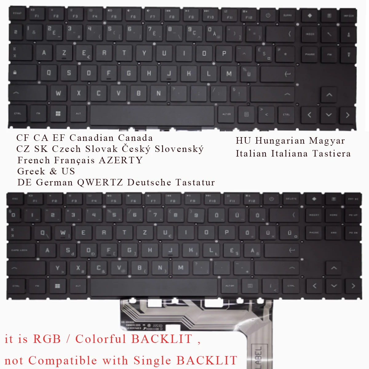 

Greek Hungarian Czech French German Italian Canadain Keyboard for HP Omen 15-en0000 15-en1000 15z-en000 15-EN Series RGB BACKLIT