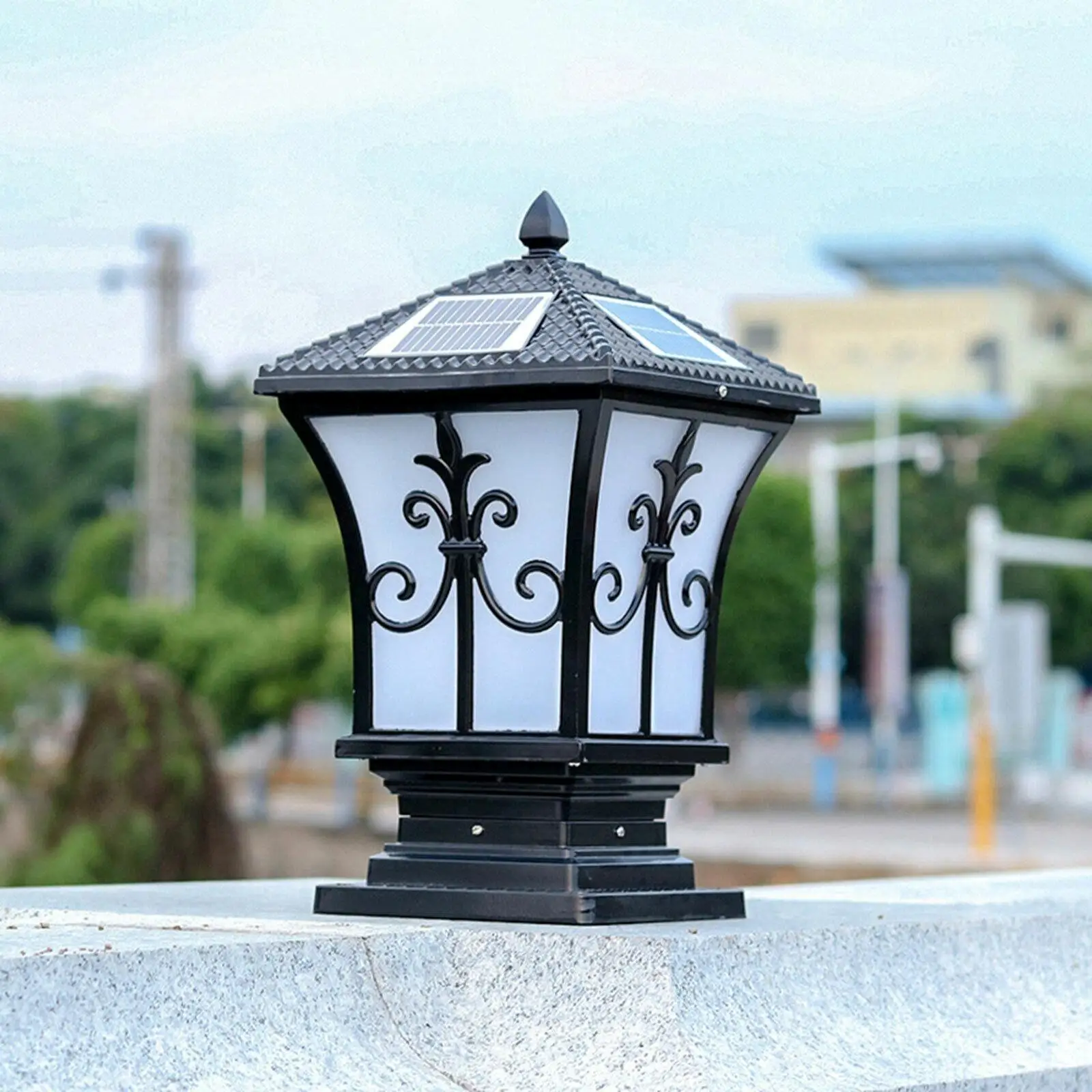 

15*15*38cm Black 11W Gate Post Light Yard Driveway Fence Outdoor Pillar Patio Landscape Lantern Lamp