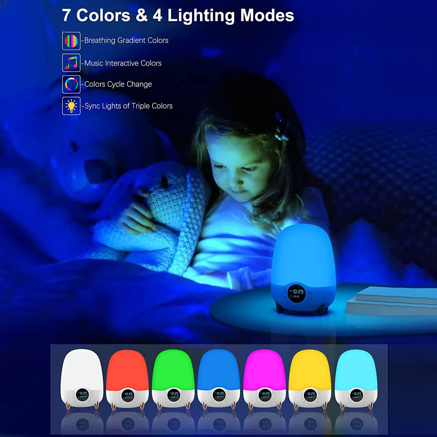 Night Light Bluetooth Speaker, Table Lamp RGB Colour Changing LED, Bedside Lamps Portable,Desk Nightlight for Bedroom