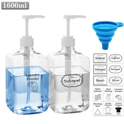 1600ml dispensador líquido da escala da caixa de armazenamento do pó do detergente da lavanderia garrafa de armazenamento transparente grande distribuidor 5/8/10cc do xarope