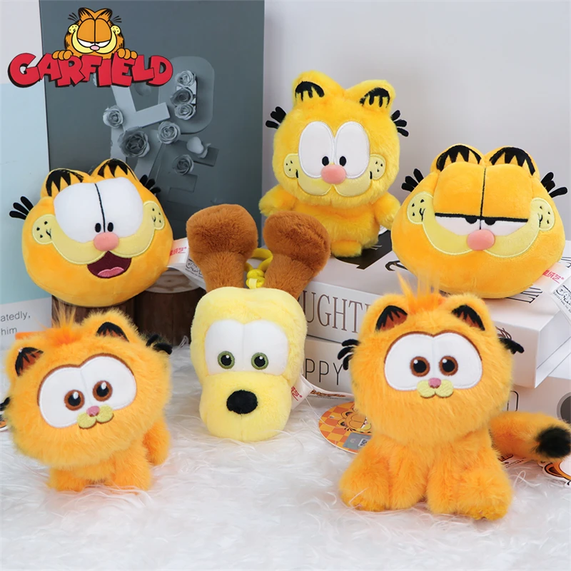 GARFIELD Family ORIGINAL Kawaii Plush Toys Keychains Cute Garfield Cat Odie Stuffed Animals Peluche Dolls Pendants Gifts Kids