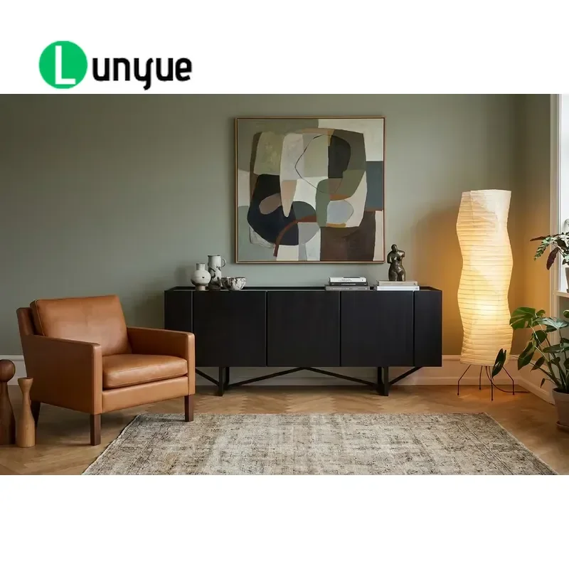 Modern Luxury Italian Style Side Cabinet Elegant Storage Furniture for Living Room Bedroom High Quality Wood Grain Finish