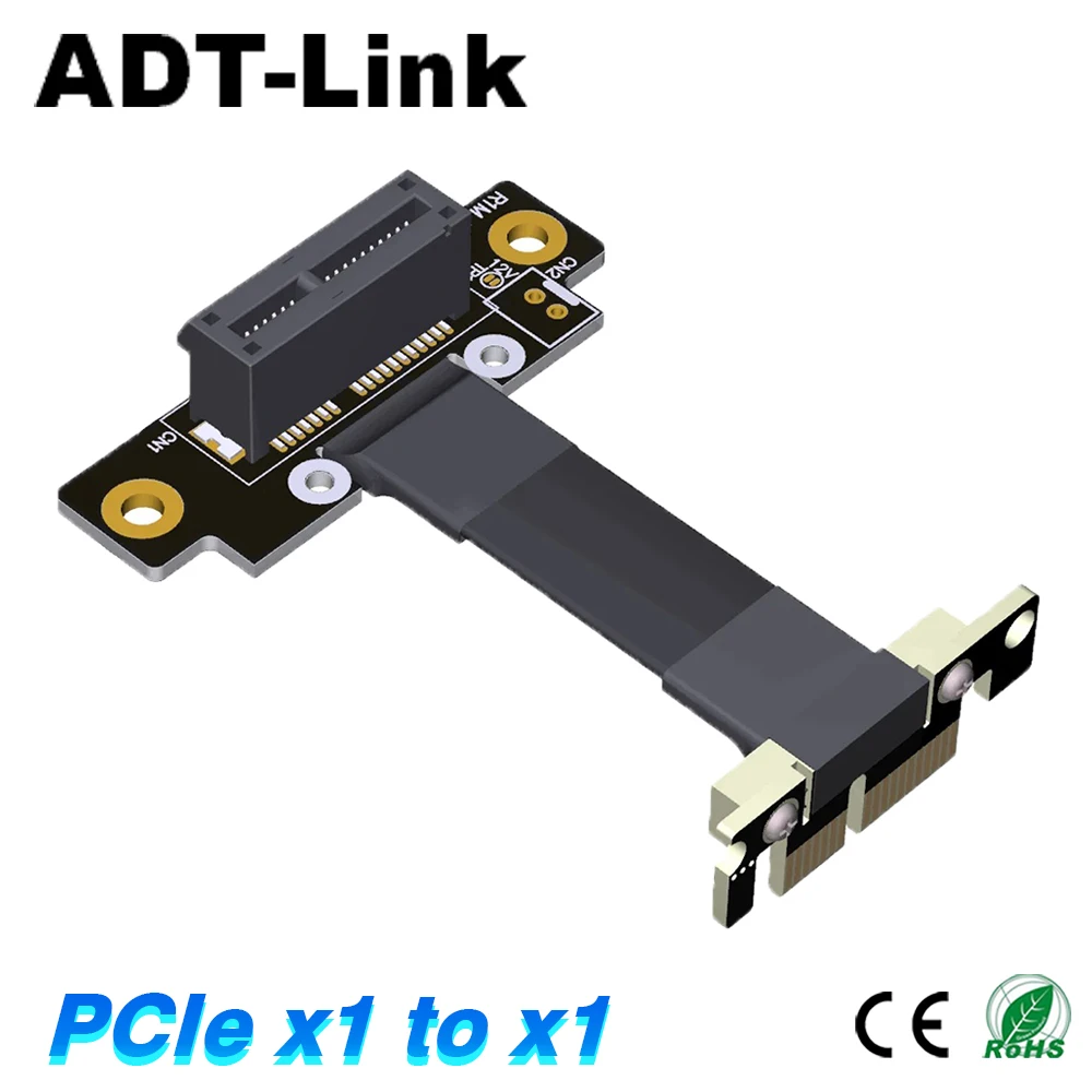 PCI-E 3.0 4.0 X1 Double Right Extension Cable Angle for Sound Network Wireless Cards, Capture Cards, PCI-E X1 Expansion Cards