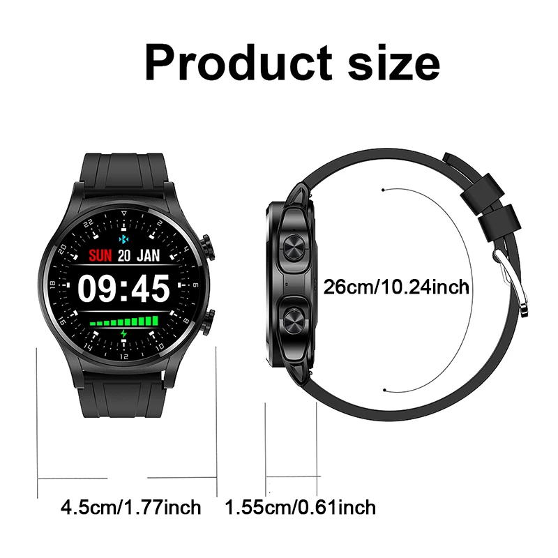 Rainbuvvy GT66 Smart Watch With TWS Bluetooth Earphones Full Touch Screen NFC Waterproof Sport Wristband