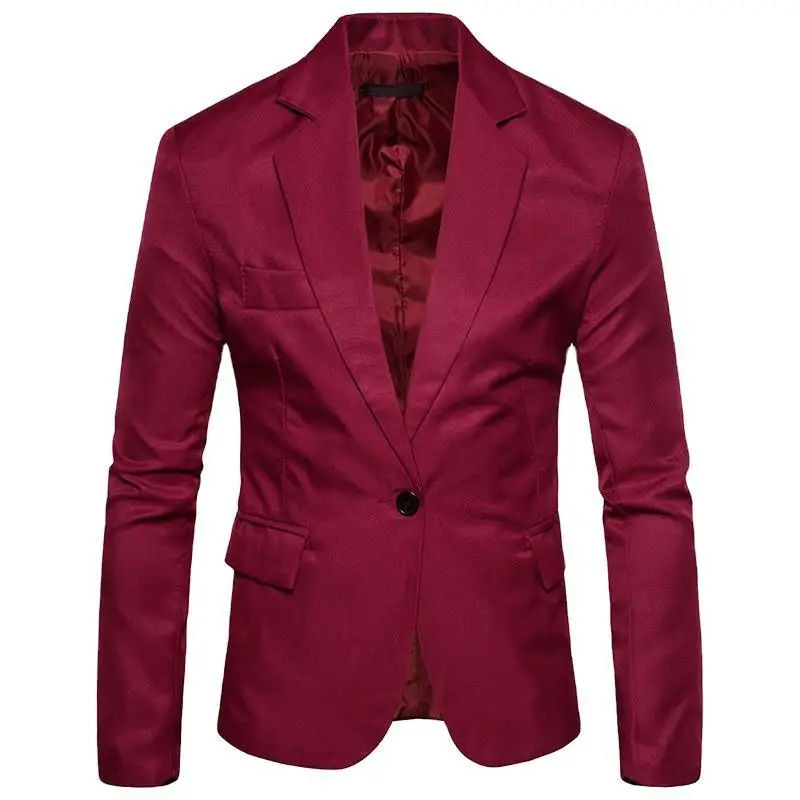 Męski, elegancki, casualowy garnitur w jednolitym kolorze, duży rozmiar, wygodny krój, klasyczny, długi rękaw, okrągły dół, płaszcz.