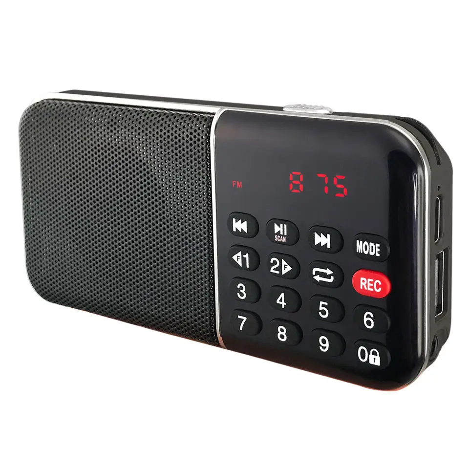 EONKO L-339 New Super Bass FM Radio with TF USB Voice Recorder Type C Charging Port Recharging Battery