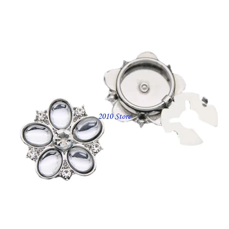 F3MF Rhinestones Flower Sleeve Button Cover For Tuxedo Shirt Easy to Use Decorative Button For Special Occasion Shirt Decors