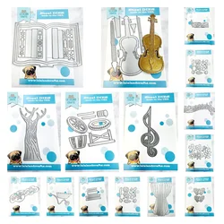 Open Book with Spines Die Embossed Metal Cutting Dies Sets,Violin Die DIY Craft Making, Greeting Card, Scrapbooking Decoration