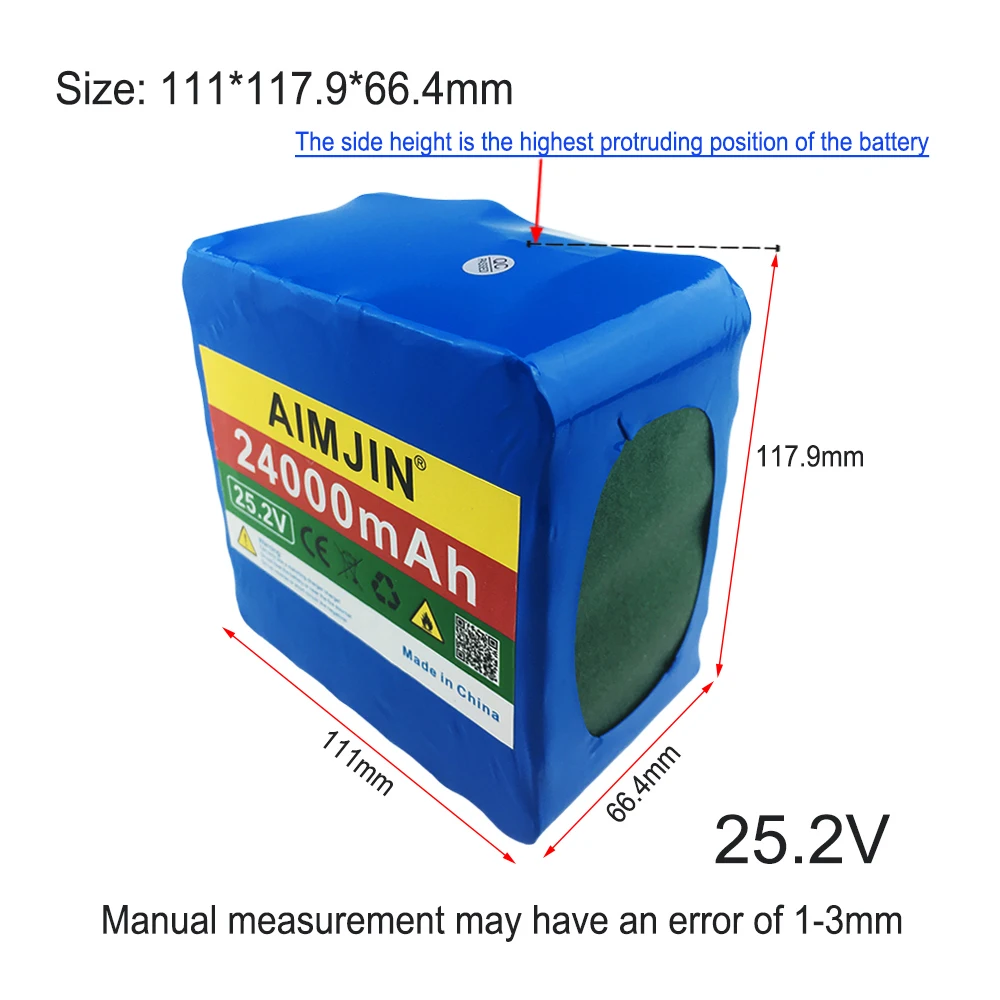 6S6P 25.2V 24000mAh large capacity 18650 lithium battery  BMS power battery pack+Charger