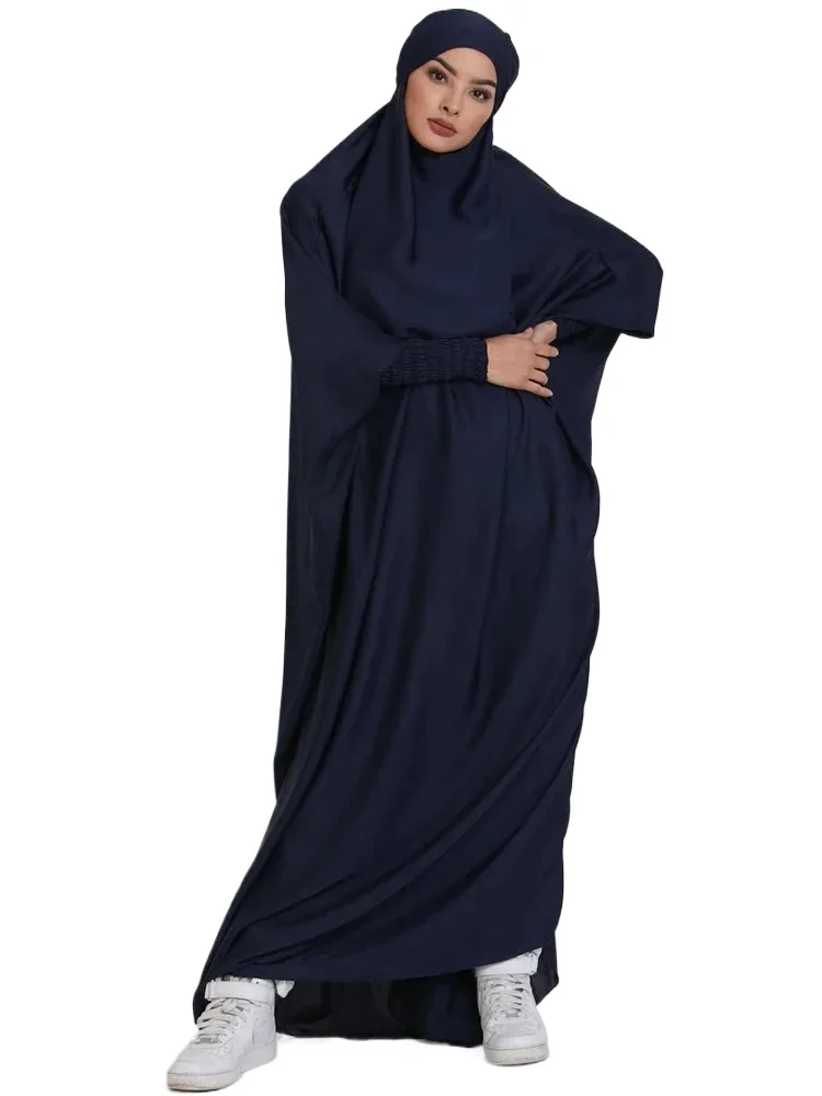 

High Quality Muslim Dress Women Abaya Solid Color Long Dress Ramadan Prayer Hijab Gilbab Women Hooded Veil Islam Dubai Robe