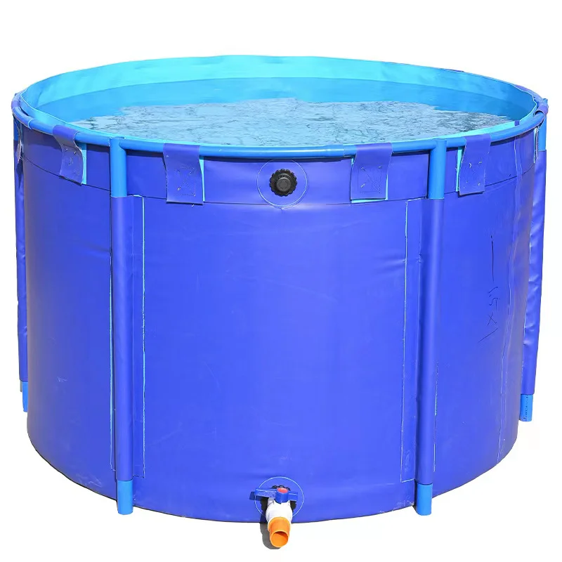 

Круглый складной переносной резервуар с утолщенными стенками и кронштейном из ткани.