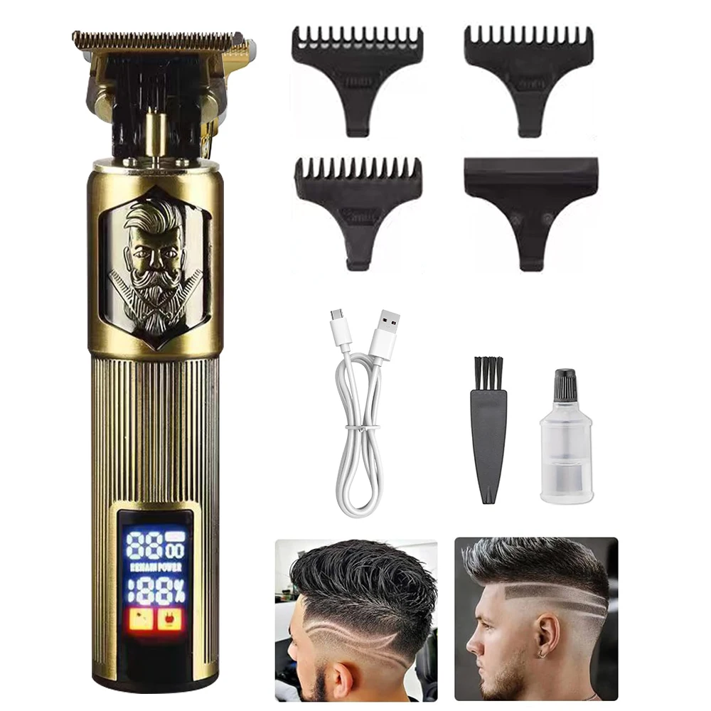 Bild 9: Neuer Haarschneider für Männer, professionelle Version des kabellosen elektrischen Haarschneiders, Retro-T-Klingen-Haarschneidemaschine.