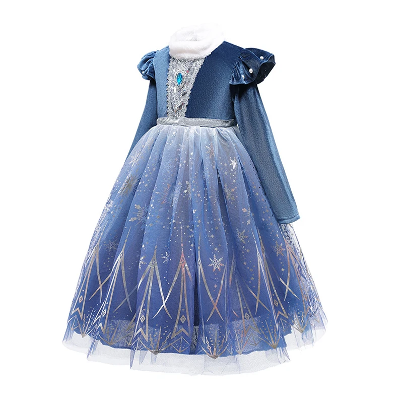 Frozen Winter Elsa Princess Dress Kid Girl Snow Quee Vestido Cosplay Clothing Elza Halloween Christmas Costume 2-8T