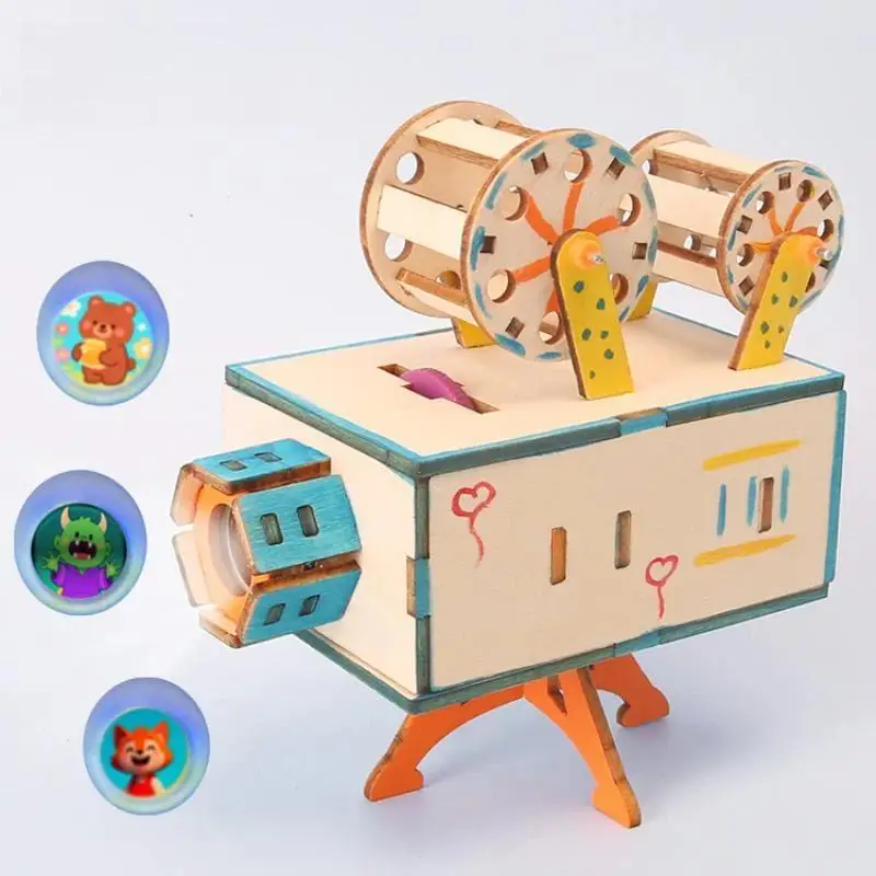 1 Set Wooden Film Projector DIY Science Experiment Physical Model STEM Kit Kids Educational Toy