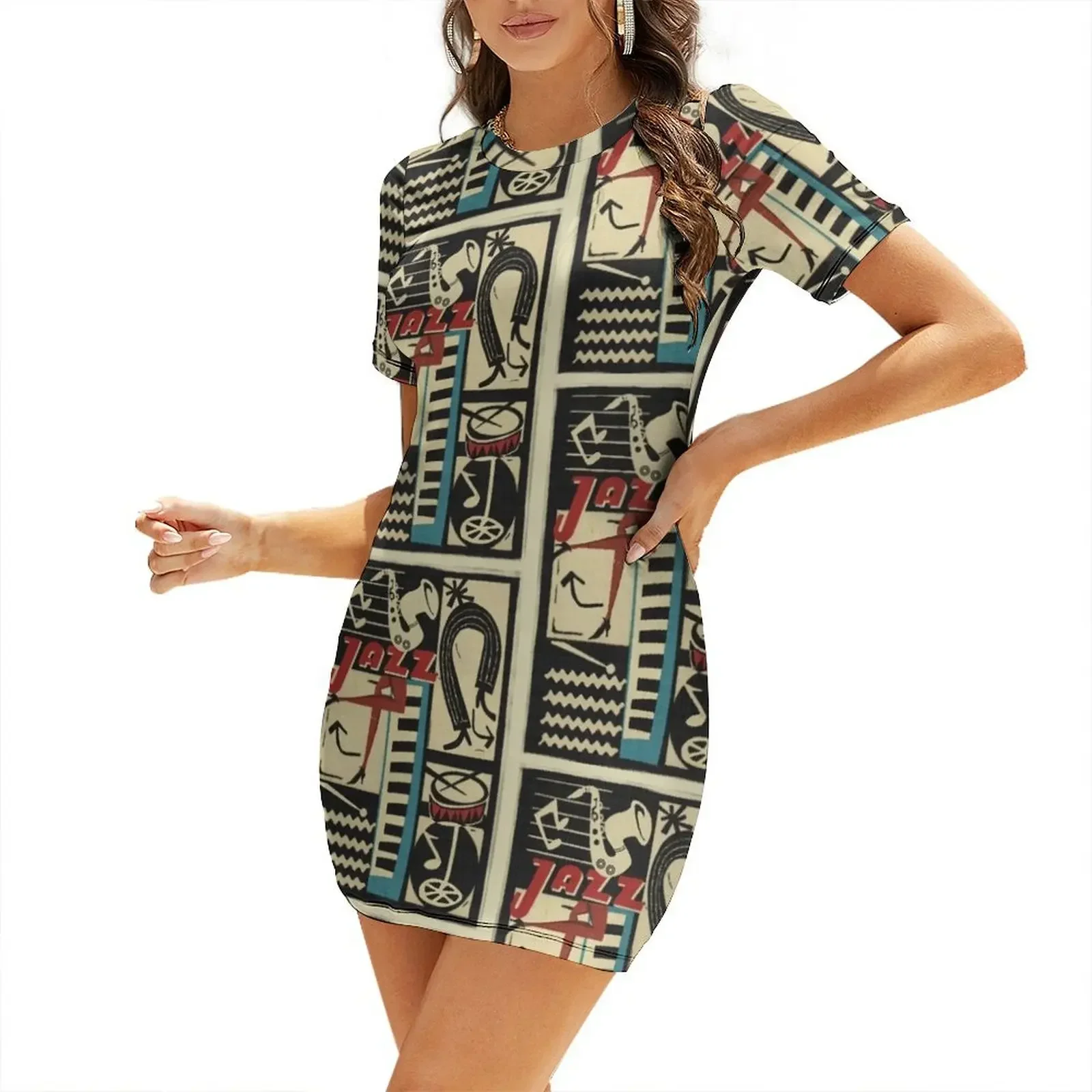 the jazz rythm Short-Sleeved Dress Women's summer dress evening dress woman for woman