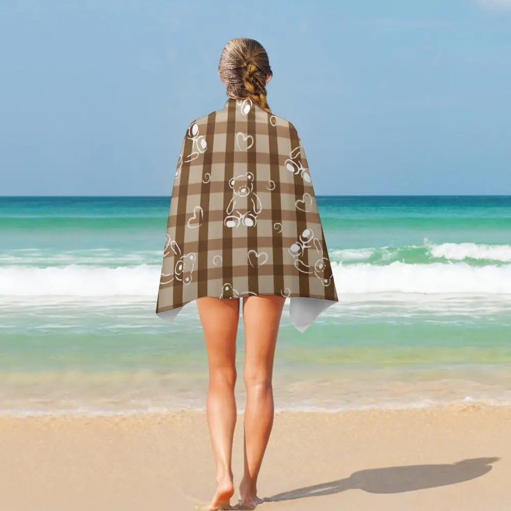 

Beach Towels, Cute Teddy Bears, Brown Striped Hand Towels, Swimming Pools Ultra-Fine Fibers Absorbent Towels, Yoga Gyms Camping