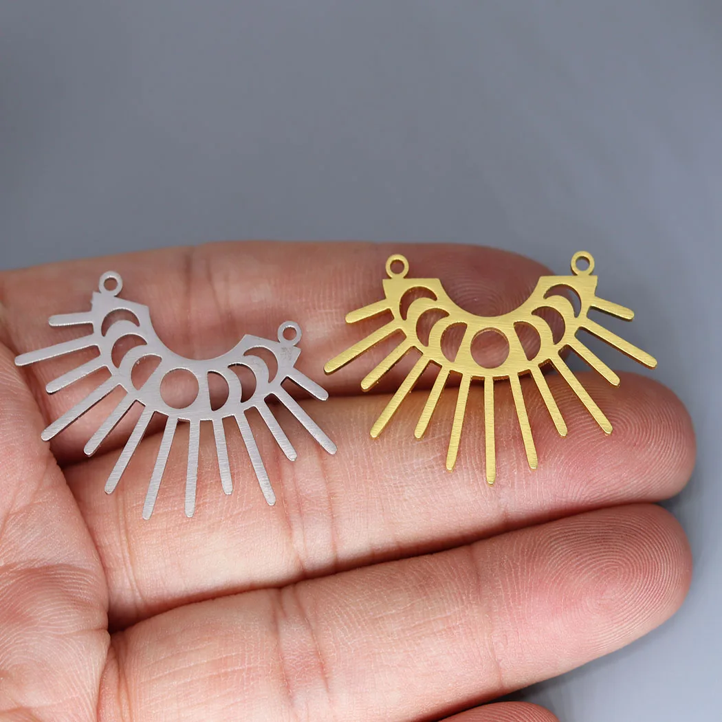 3 sztuk/partia Vintage kwiat lotosu diy frędzle pióro Charms wisiorek ze stali nierdzewnej tworzenia biżuterii księżyc wąż/arkusz akcesoria luzem — zdjęcie 5