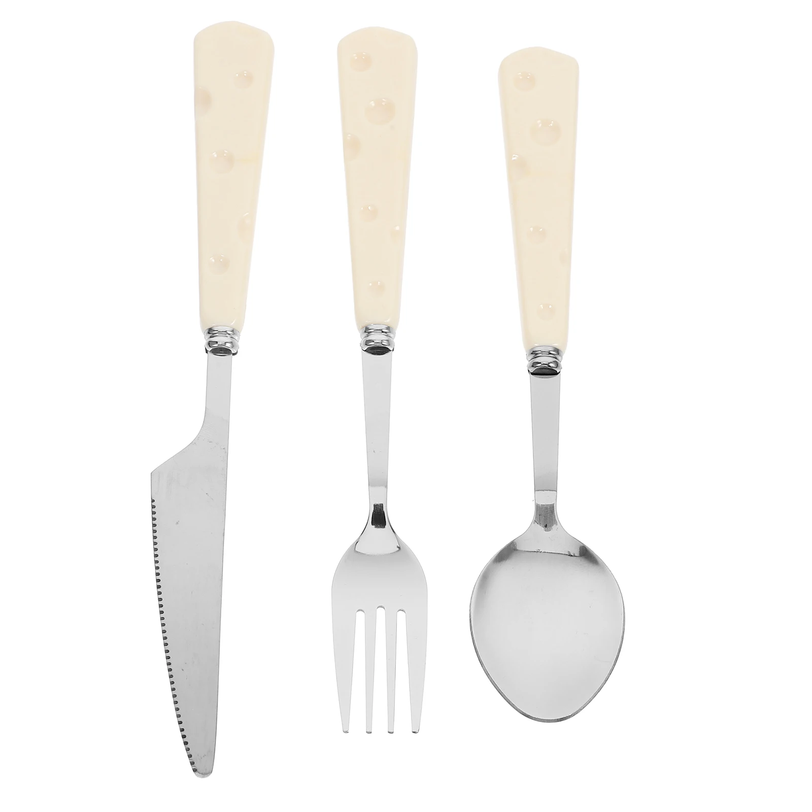 

Stainless Steel Cutlery Set Ivory Cheese Handle Retro Style Dinner Fork Spoon Knife Elegant Maintenance
