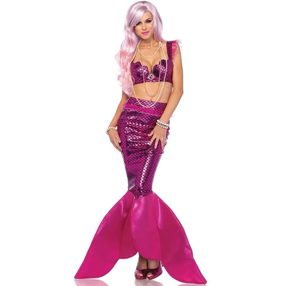 Sexy Beach Mermaid Dress Halloween Cosplay Costume Stage Carnival Party Adult Suit Women Fantasy paillettes Suit