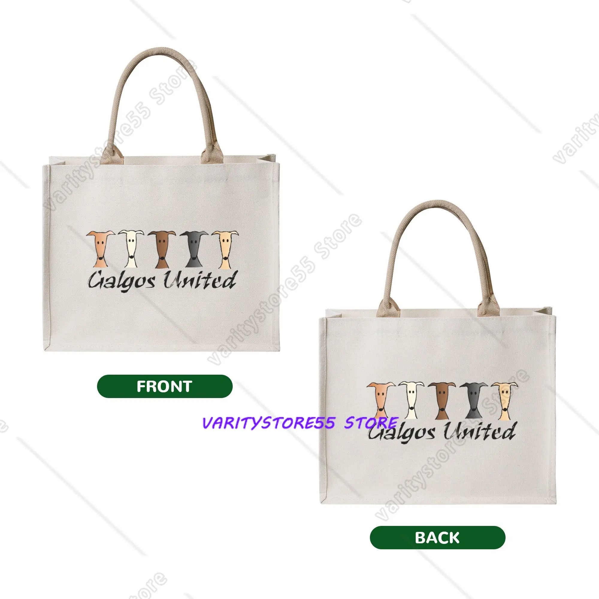 Kawaii Print Galgos United Greyhound  Shopping Tote Bag Portable Shoulder Shopper Sighthound Whippet Dog   Handbag