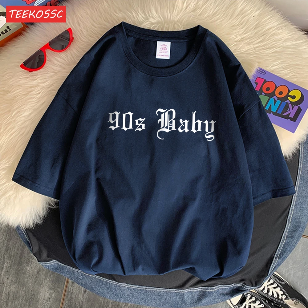 90'S Baby Letter Graphic Print Man Tee Clothing Shoulder Drop Lovely Tee Shirt Cool Senior T Shirts Oversized Aesthetic Clothes