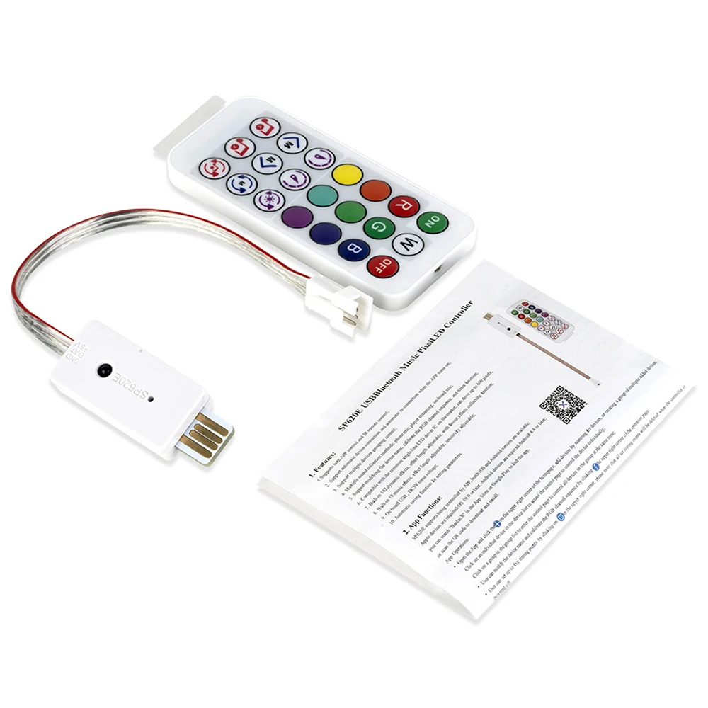 USB WS2812 WS2811 Controller For Dream Color LED Strip RGB-IC DC5V LED 600-Pixel Music Sync APP Bluetooth-Compatible JST