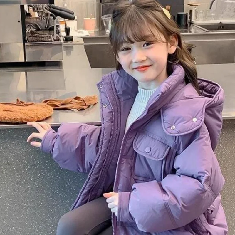 

Kawaii повседневный комплект пальто, модная детская одежда, зимнее пальто для девочек, новинка 2025 года, длинная хлопковая куртка, плотная теплая детская верхняя одежда для