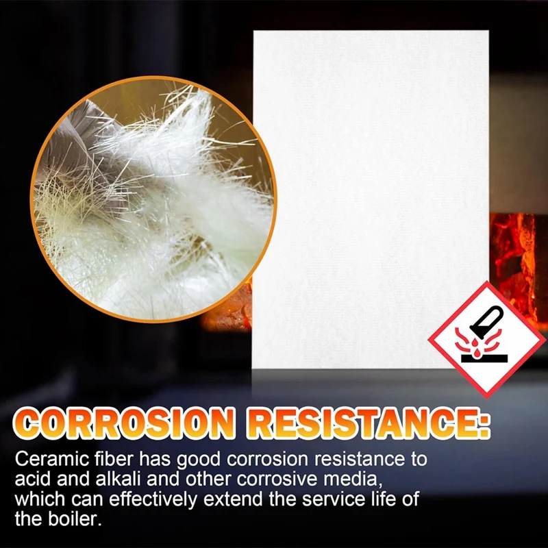 High Temperature Gasket Paper Ceramic Fibre Furnace Gasket Material Insulation Fireplace Sheet White 8Piece