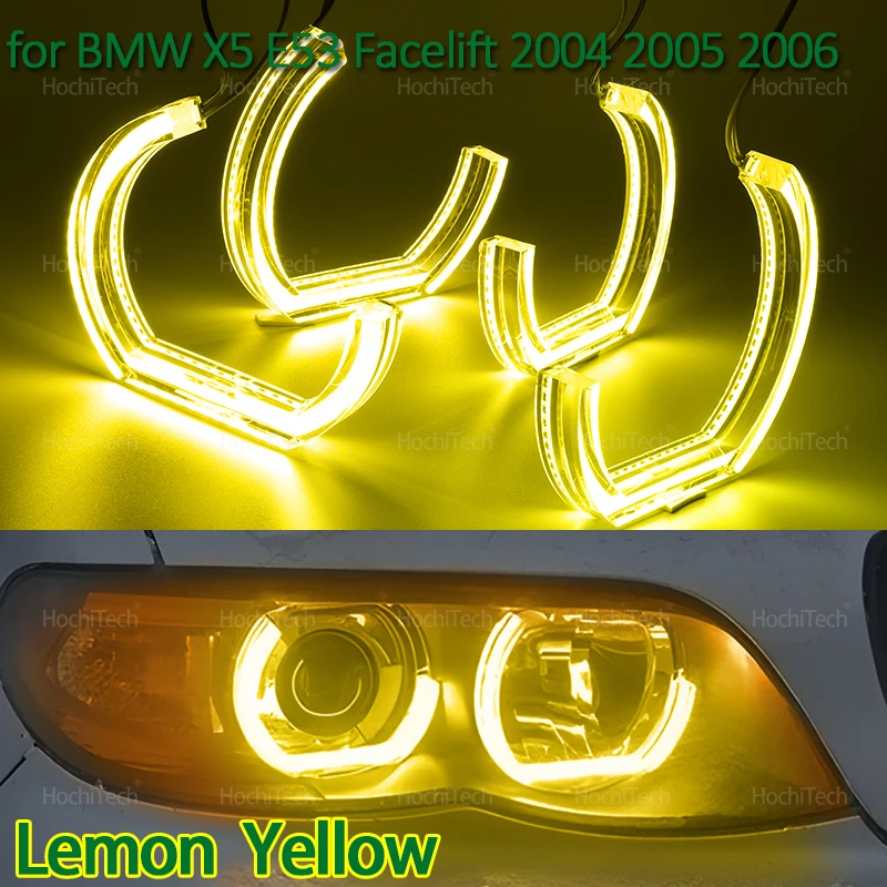 

CS CSL Style Lemon Yellow LED Angel Eyes Bulb Ring Lamp DRL for BMW X5 E53 Facelift 2004 2005 2006 Accessories