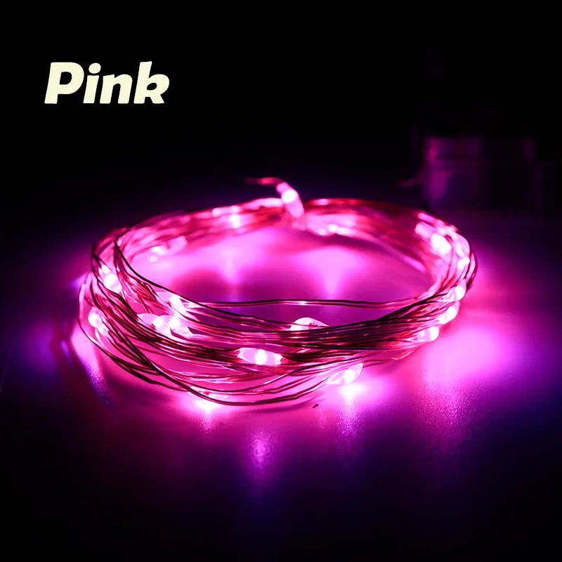 ピンクのLEDストリングライト,バレンタインデー,ロマンチックな装飾,USBリモコン,結婚式の花輪,家の装飾,10 m, 20m, 100 LED,200 LED