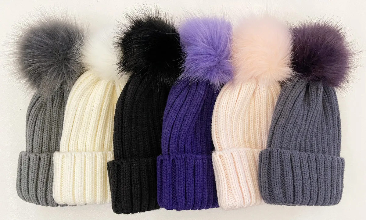 

Winter Warm Big Pompom Baby Knitted Hat Cute Hairball Newborn Infant Boys Girls Hat Bonnet Solid Color Kids Cap Beanie 0-12M