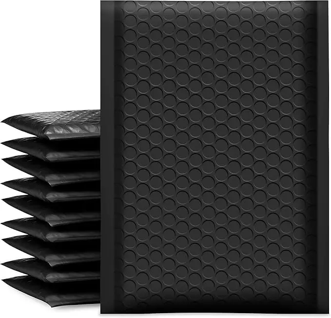 

50-Pack 5x8.6" Padded Bubble Mailers, Self-Seal, Extra-Thick Padding, Black