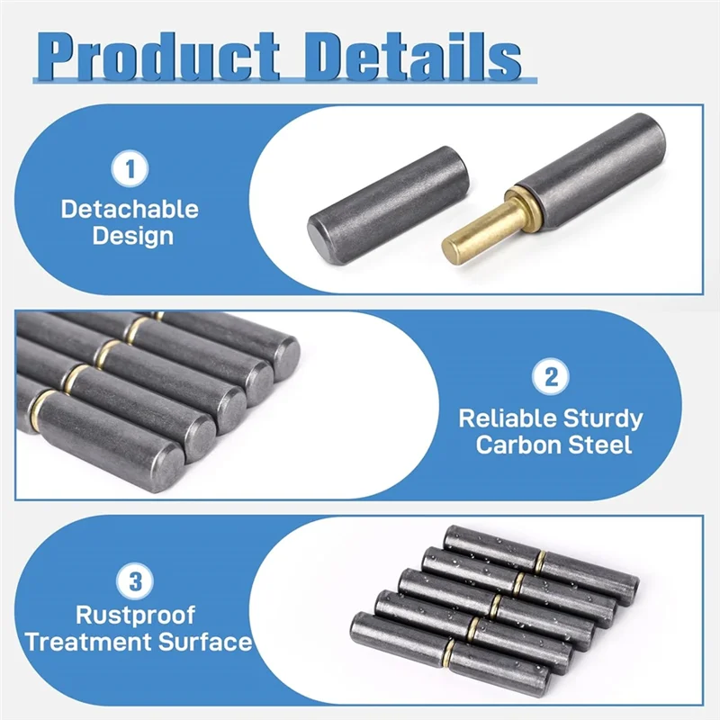 

ABVA-Detachable Barrel Door Hinges, 20 Pack Weld On Barrel Hinges, Carbon Steel Weldable Barrel Gate Hinges For Swing Door
